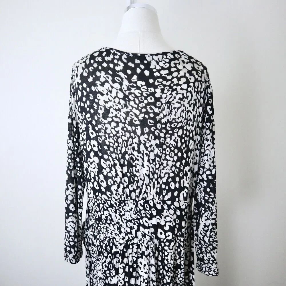 Max Mara IT 42 US 8 Soft Jersey Knit Tie Waist V Neck Dress Black Leopard Print - Picture 8 of 10